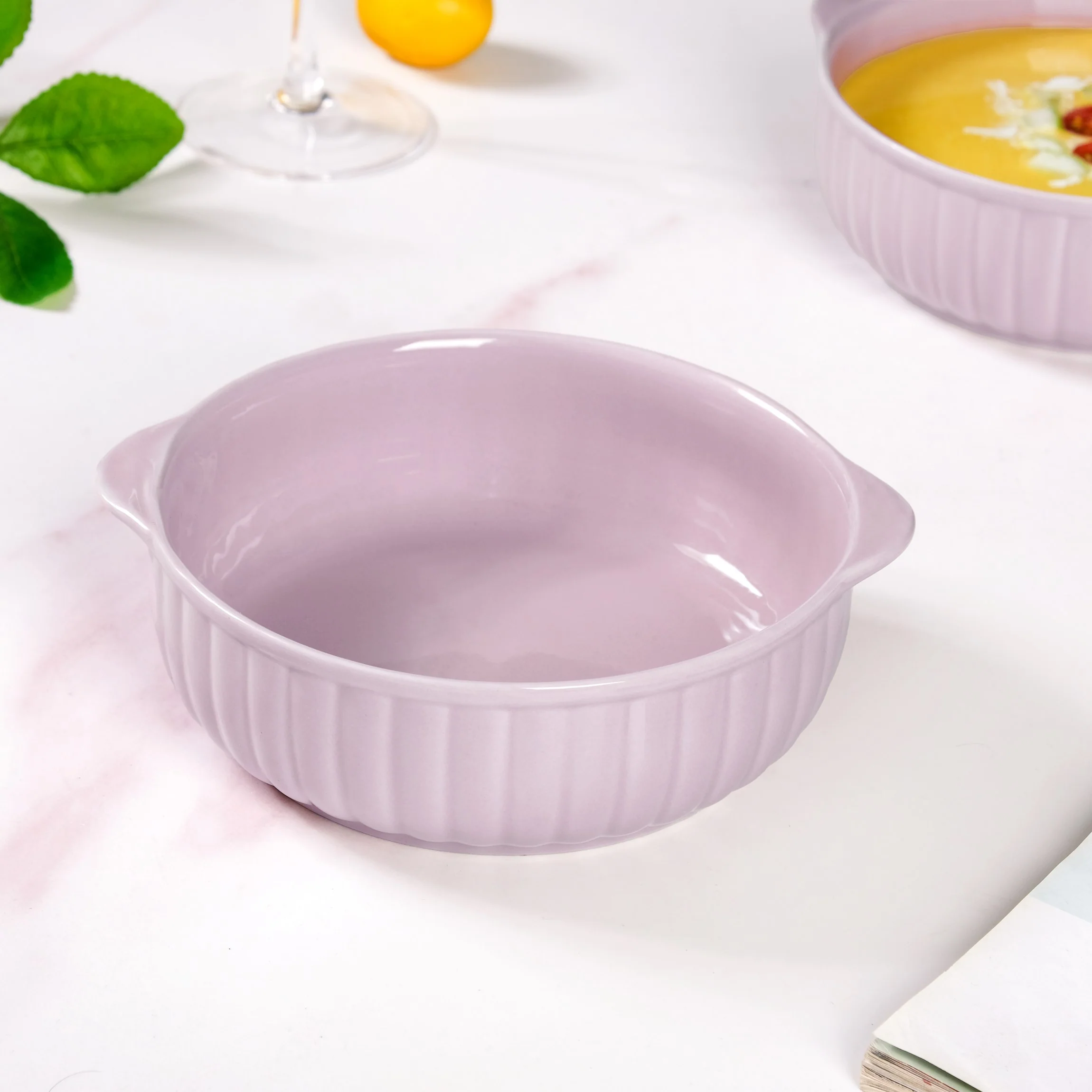 Set Of 2 Lilac Ceramic Baking And Serving Dish 800ml - Image 3