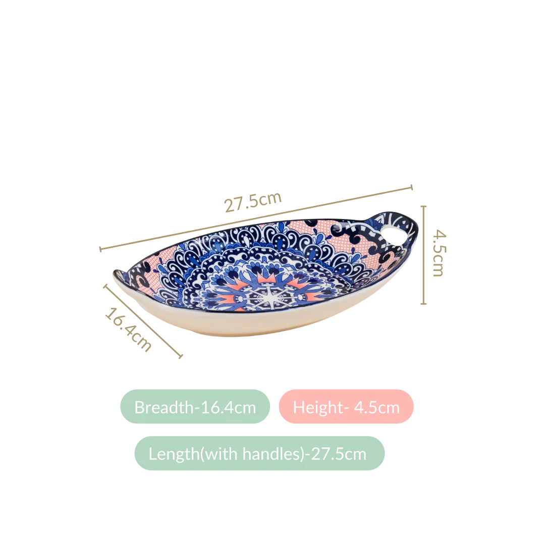 Set Of 2 Mandala Platters Peach And Blue - Image 4