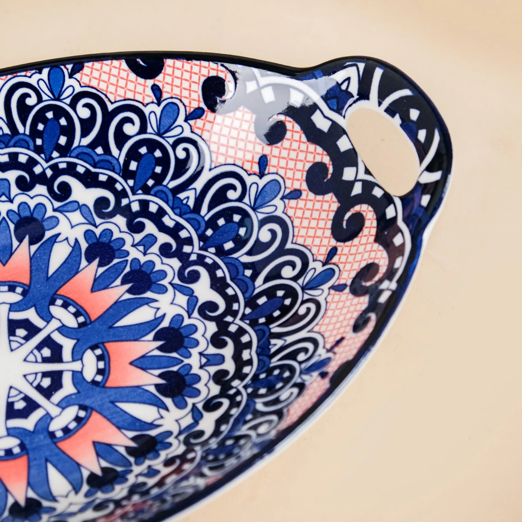 Set Of 2 Mandala Platters Peach And Blue - Image 6