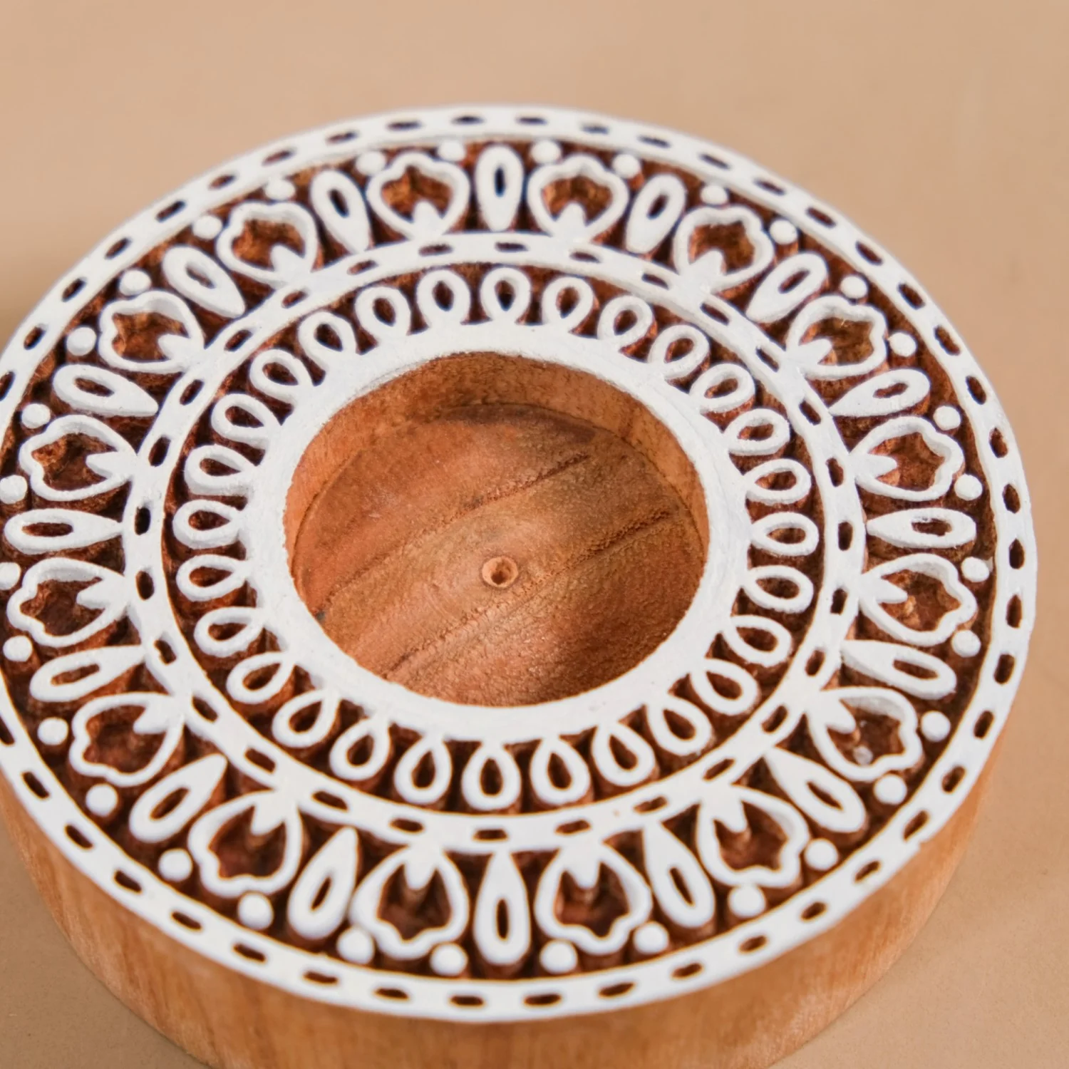 Set Of 2 Mandala Wooden Block Candle Tea Light Holders - Image 5