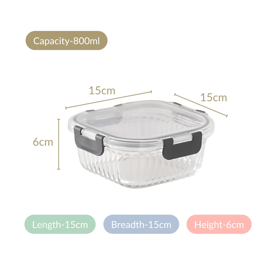 Set Of 2 Microwave Safe Glass Storage Food Containers 800ml - Image 5