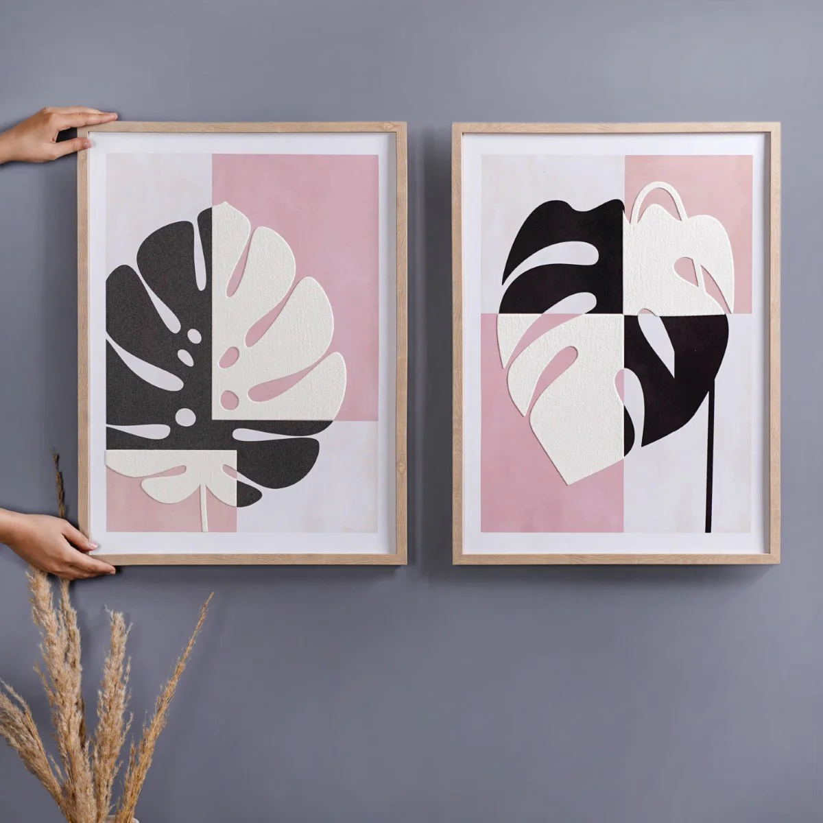 Set Of 2 Monstera Leaf Wall Art 23x17 Inch - Image 2
