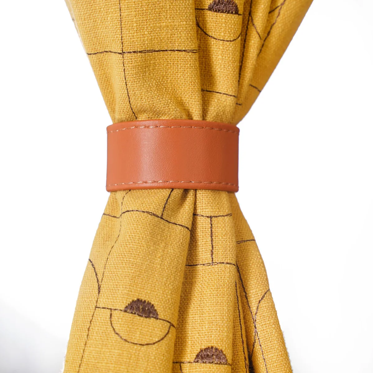 Set Of 2 Mustard Yellow Embroidered Long Curtain 108x54 Inch - Image 9
