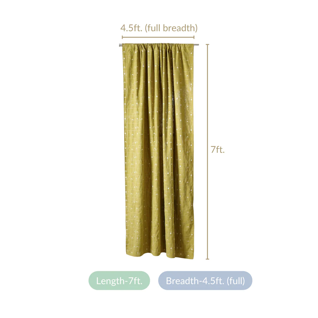 Set Of 2 Olive Green Embroidered Full Length Curtain 84x54 Inch - Image 3