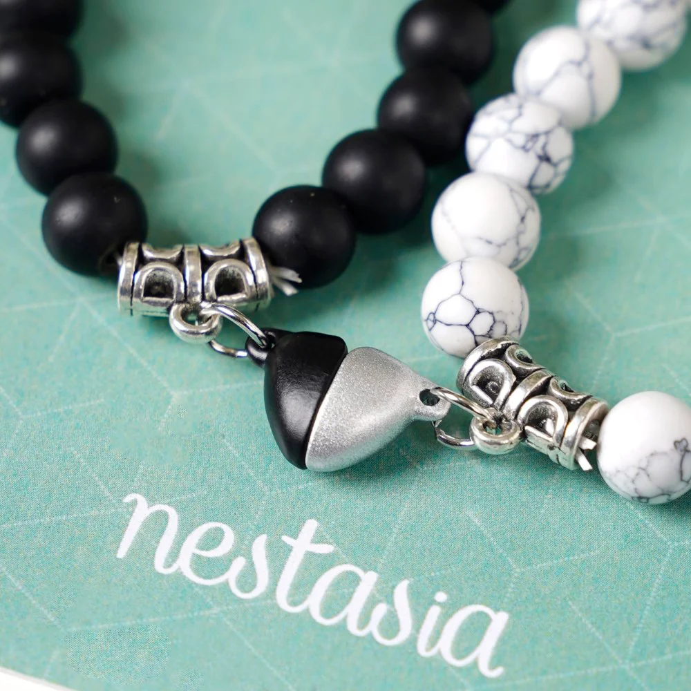 Set Of 2 Onyx Howlite Magnetic Stone Bracelet - Image 6