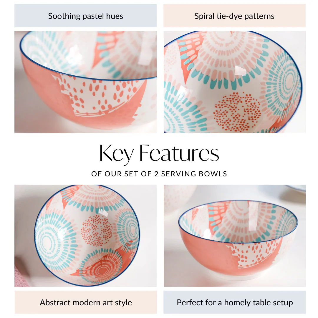 Set Of 2 Pastel Ceramic Serving Bowls 1650ml - Image 5