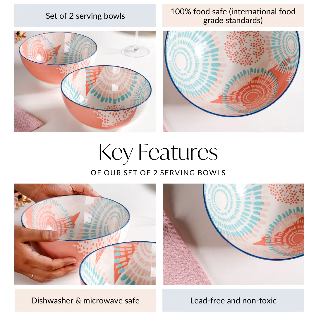 Set Of 2 Pastel Ceramic Serving Bowls 1650ml - Image 6
