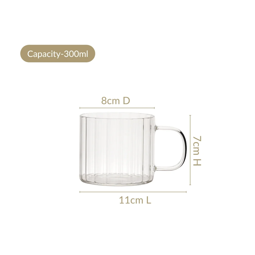 Set Of 2 Premium Borosilicate Ribbed Cups 300ml - Image 3
