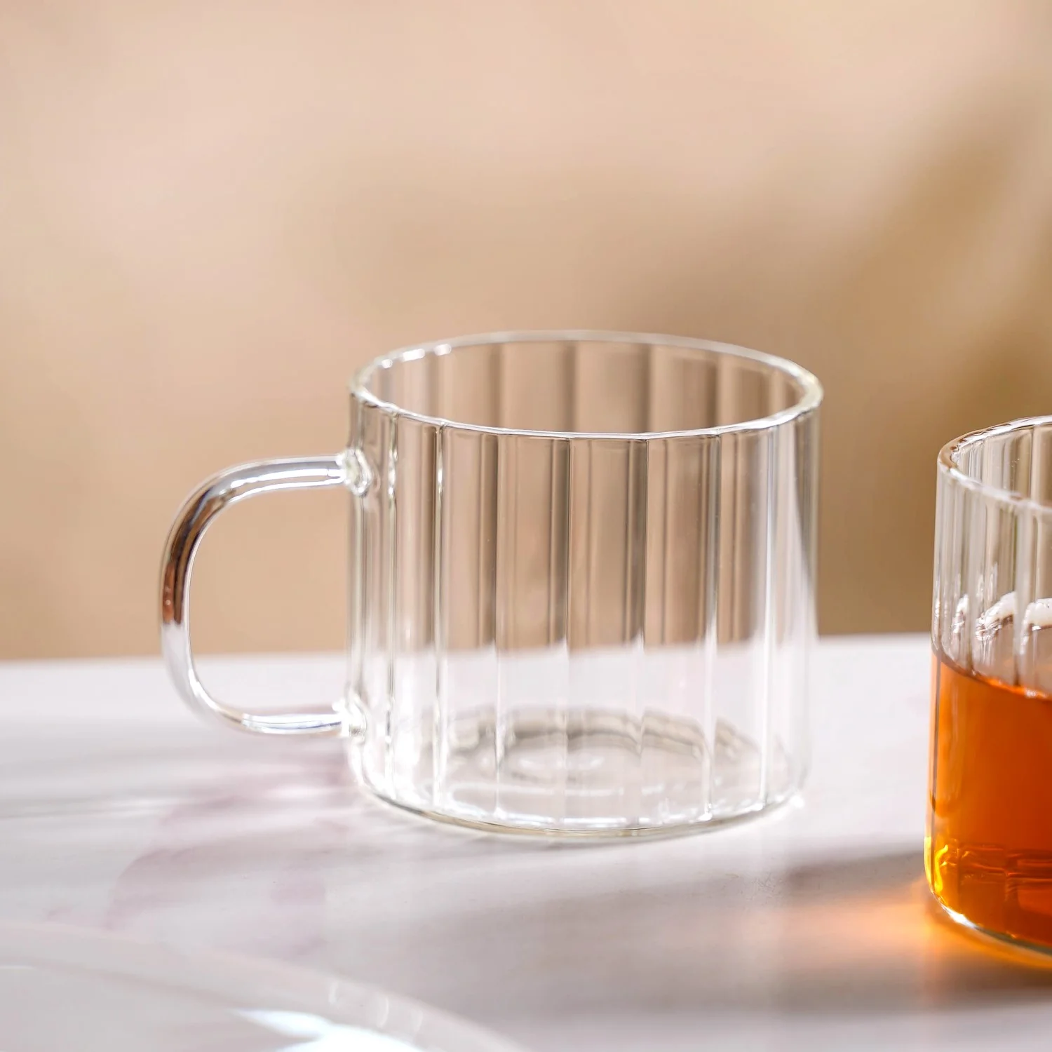 Set Of 2 Premium Borosilicate Ribbed Cups 300ml - Image 5