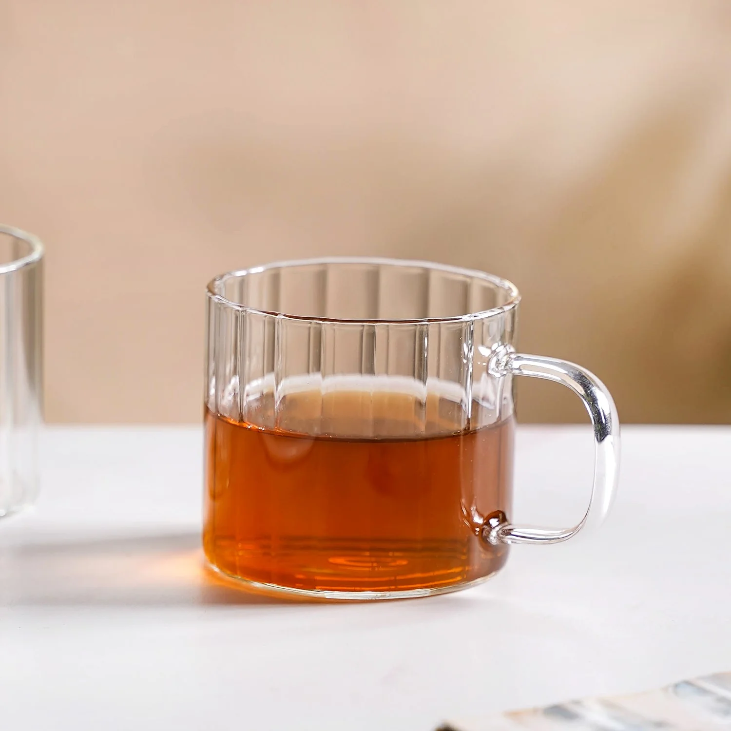 Set Of 2 Premium Borosilicate Ribbed Cups 300ml - Image 7