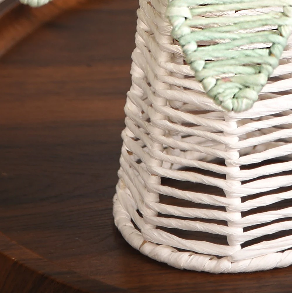 Set Of 2 Raffia Palm Candle Holder For Home Decor - Image 6