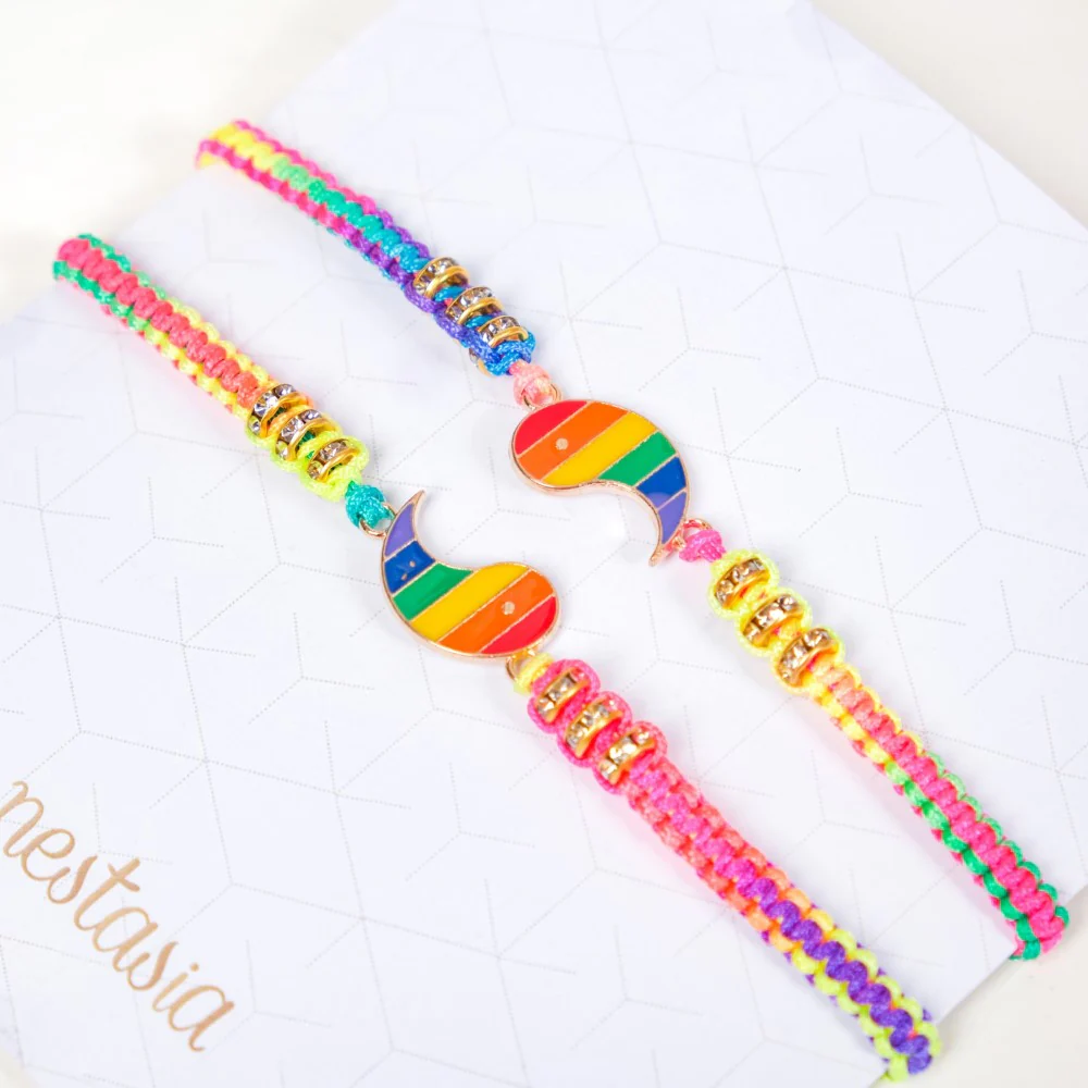 Set Of 2 Rainbow Yin Yang Couple Bracelet - Image 4