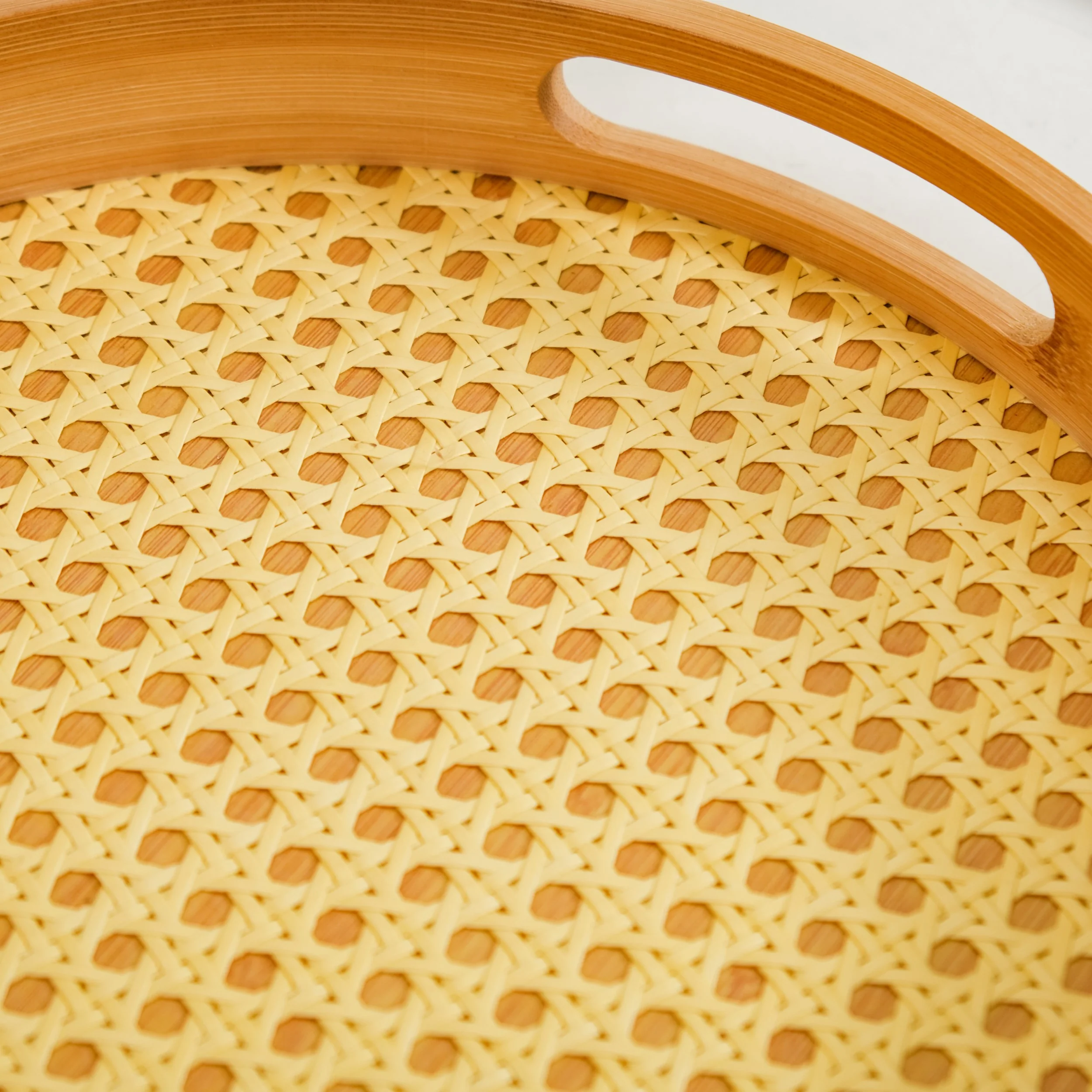 Set Of 2 Rattan Weave Round Wooden Trays - Image 7