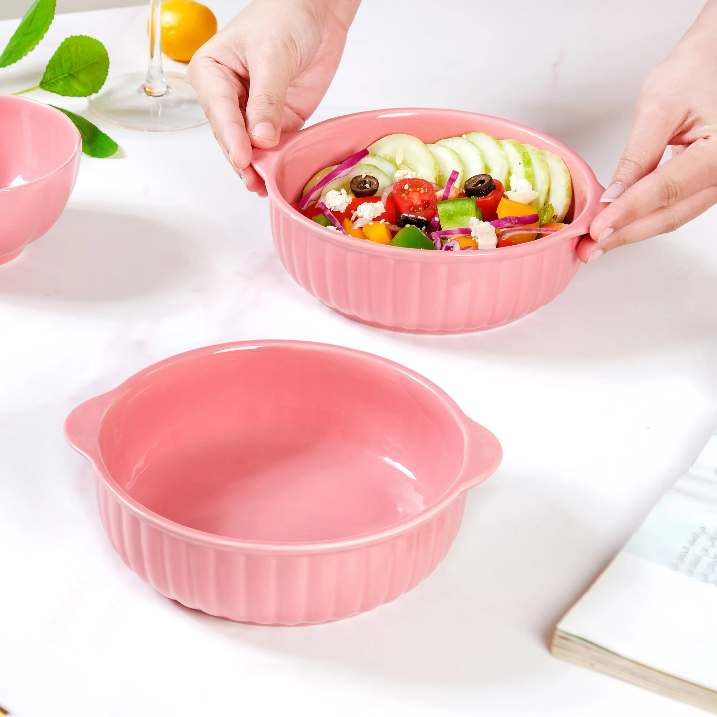 Set Of 2 Reeded Serving Dishes 800ml - Image 2