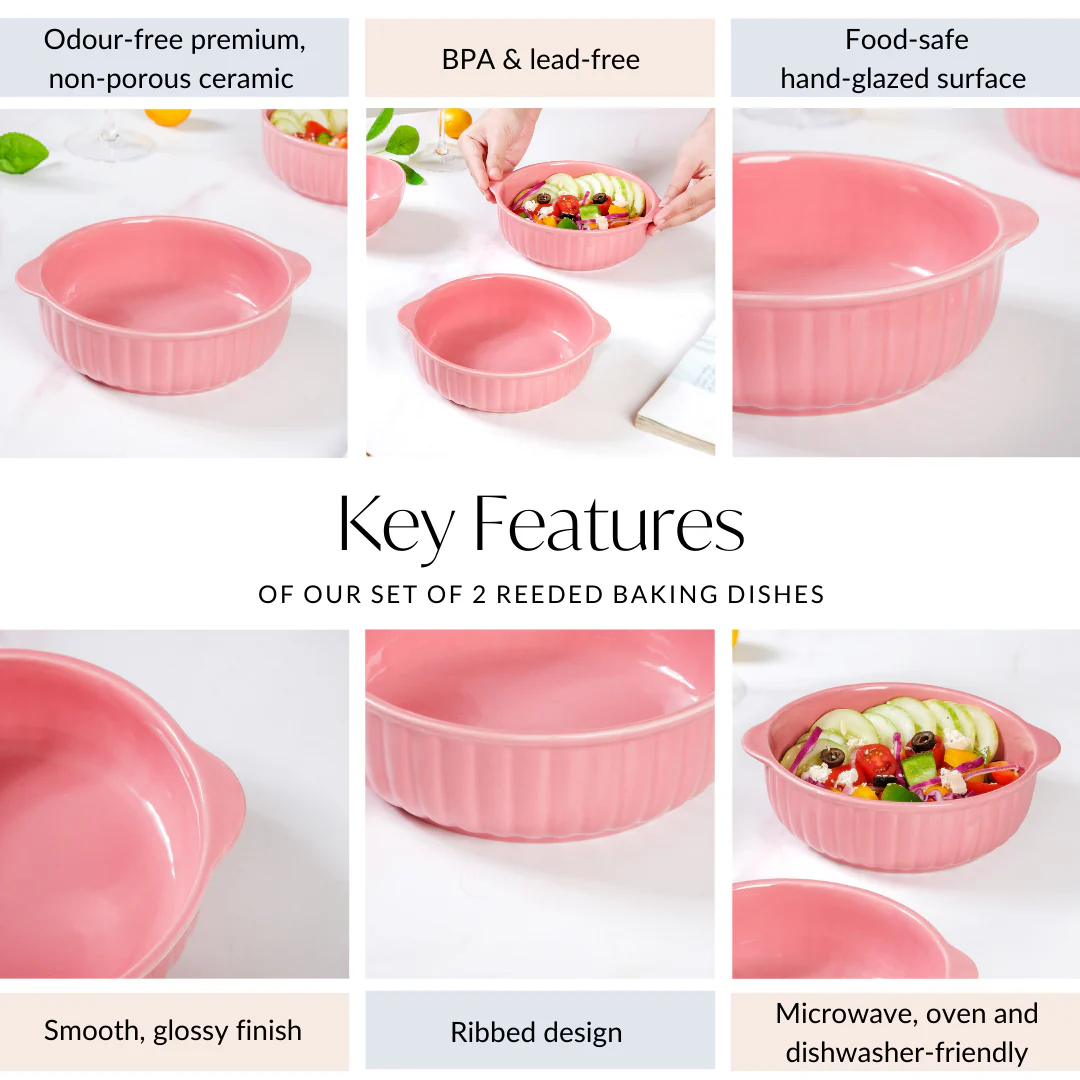 Set Of 2 Reeded Serving Dishes 800ml - Image 5