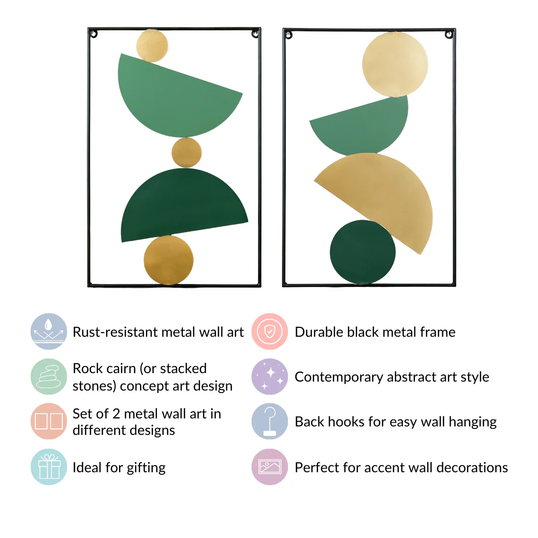 Set Of 2 Rock Cairn Metal Wall Art 23x15 Inch - Image 4