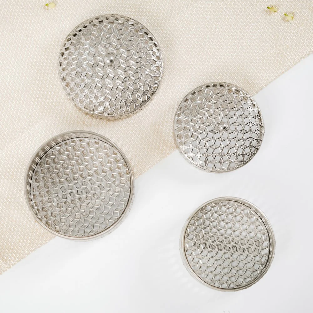 Set Of 2 Round Gift Box Silver - Image 11