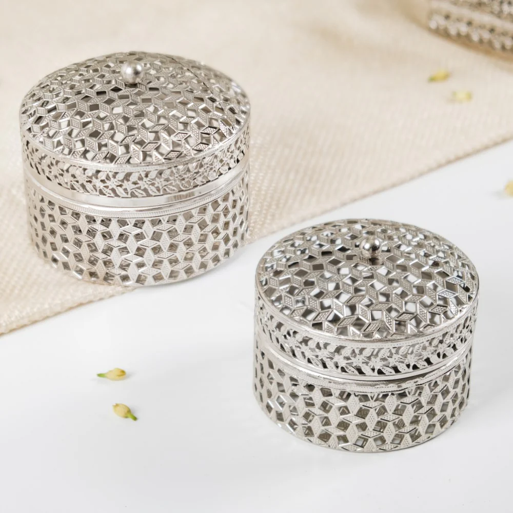 Set Of 2 Round Gift Box Silver - Image 13