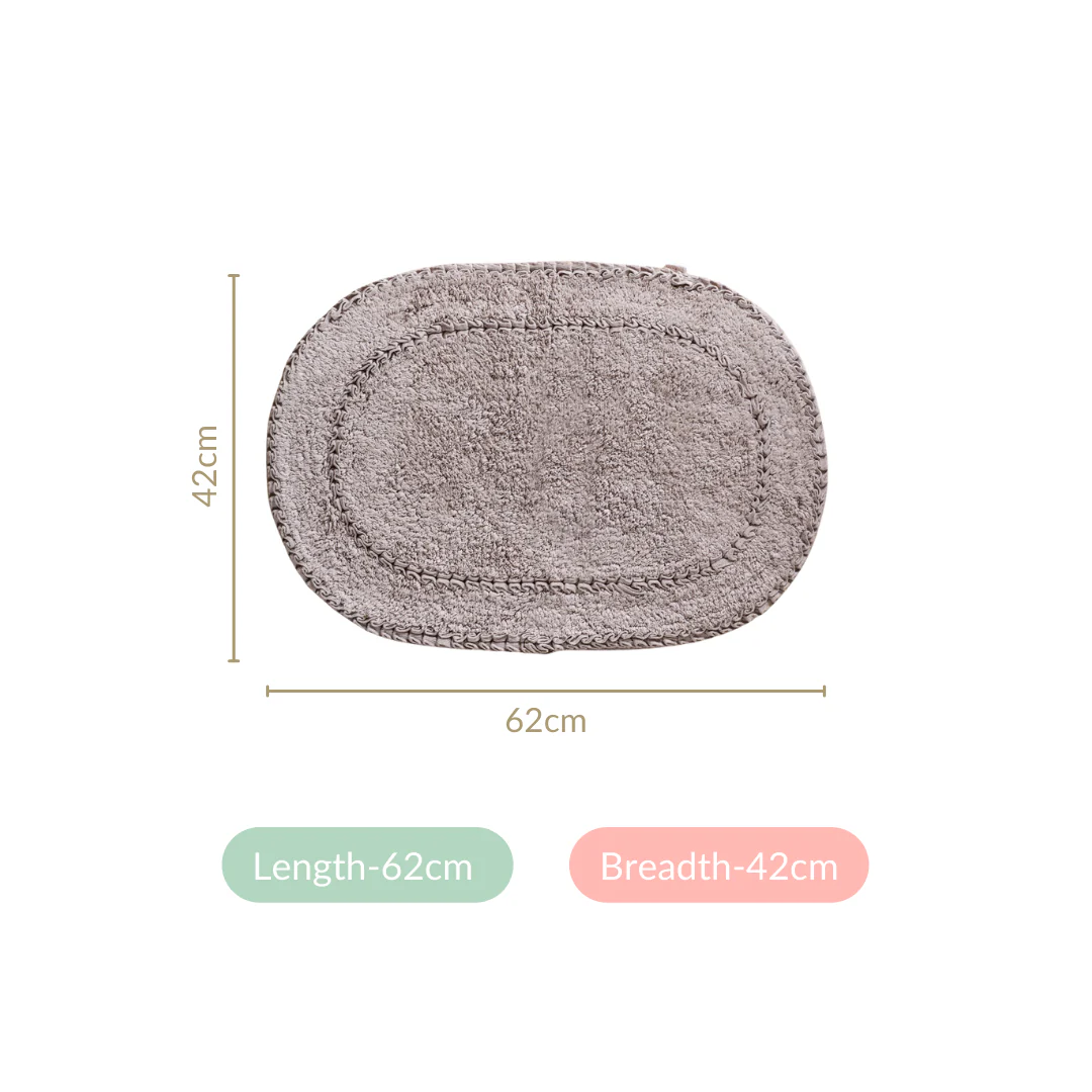 Set Of 2 Slubbed Cotton Anti Slip Bathroom Mat 24x16 Inch - Image 4