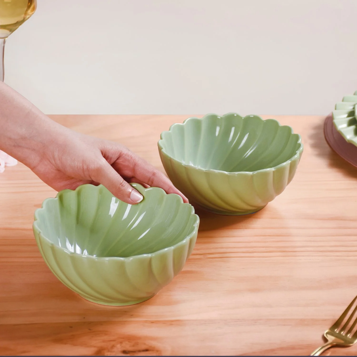 Set Of 2 Solid Ceramic Serving Bowls Lao Luxury 850ml - Image 3