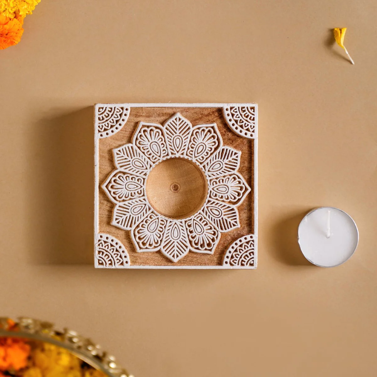 Set Of 2 Square Block Wooden Tea Light Holders - Image 7
