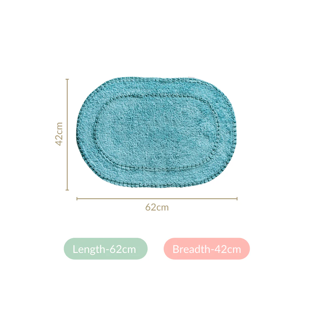 Set Of 2 Tufted Pure Cotton Door Mat Blue 24x16 Inch - Image 4