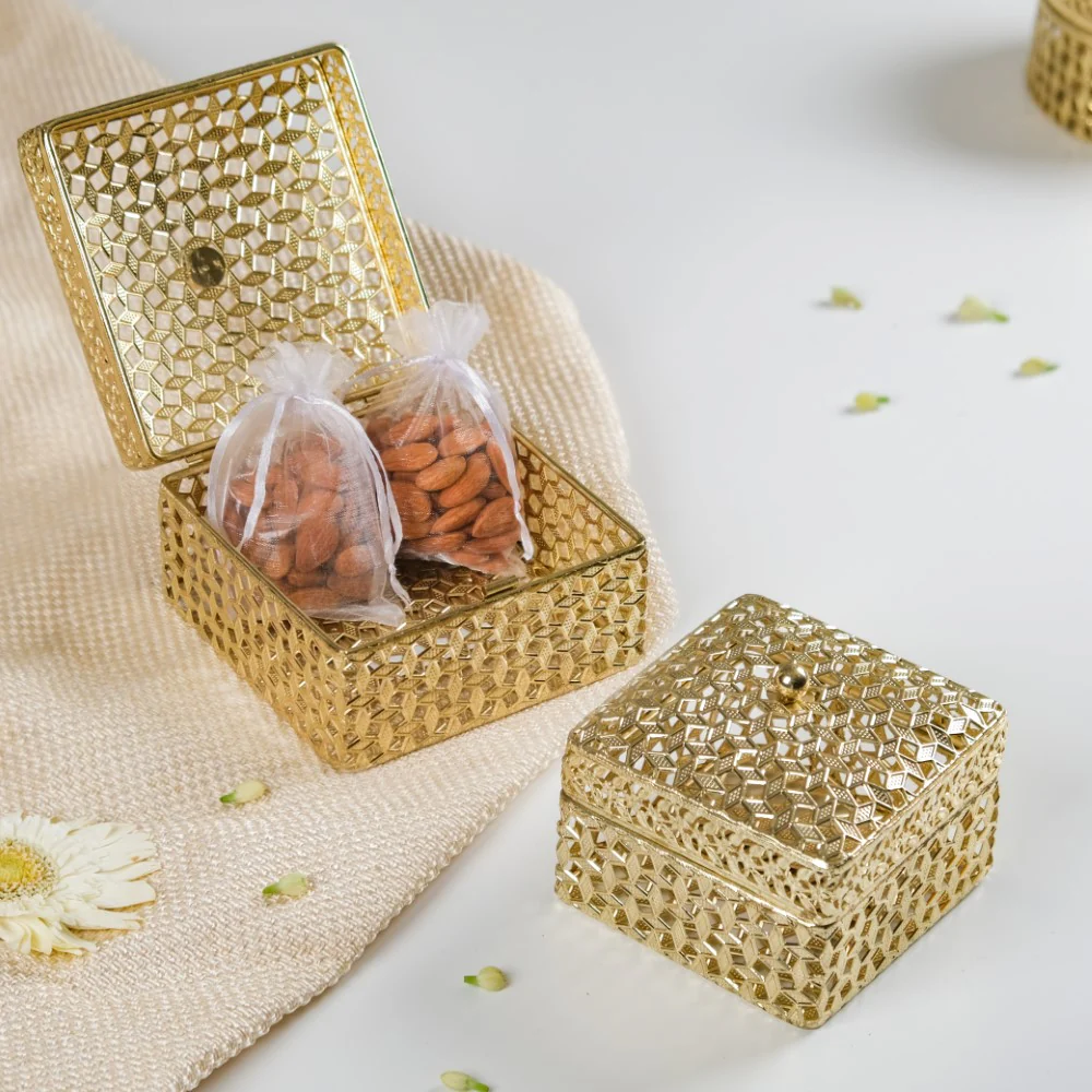 Set of 2 Vintage Jewellery Box Gold