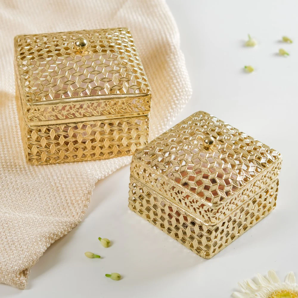 Set of 2 Vintage Jewellery Box Gold - Image 3