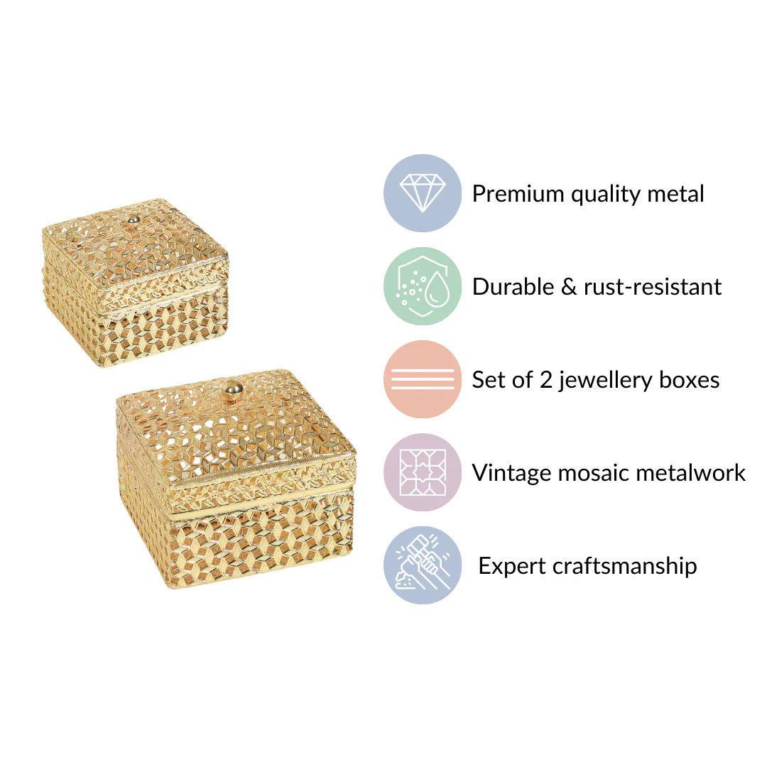 Set of 2 Vintage Jewellery Box Gold - Image 6