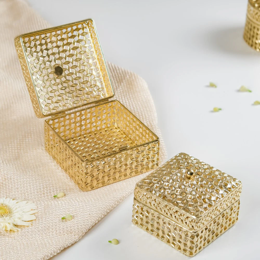 Set of 2 Vintage Jewellery Box Gold - Image 9
