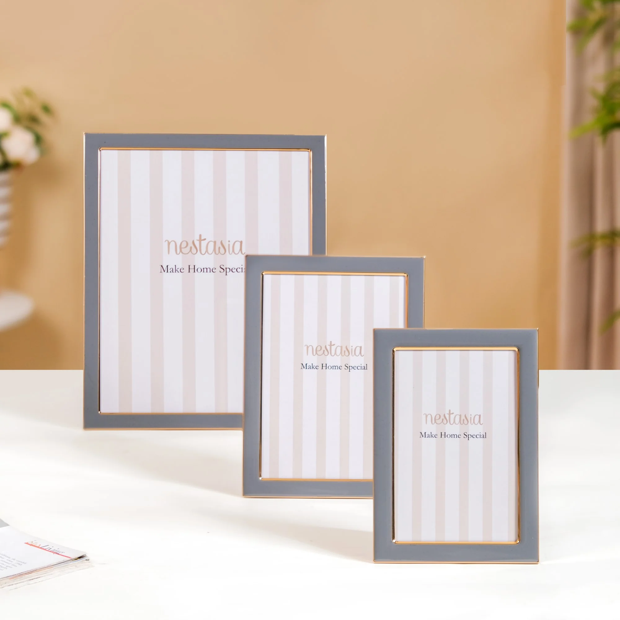 Set Of 3 Desk Photo Frames For Room Decor Grey - Image 3