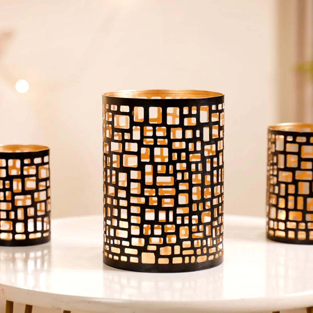 Set of 3 Luxe Metal Cutwork Votive Holder - Image 7