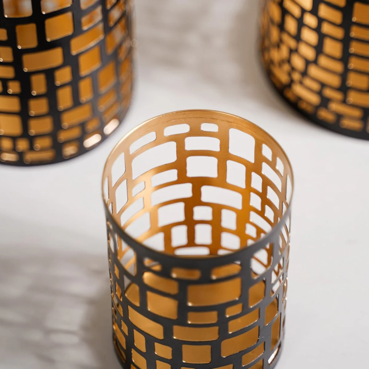 Set of 3 Luxe Metal Cutwork Votive Holder - Image 9