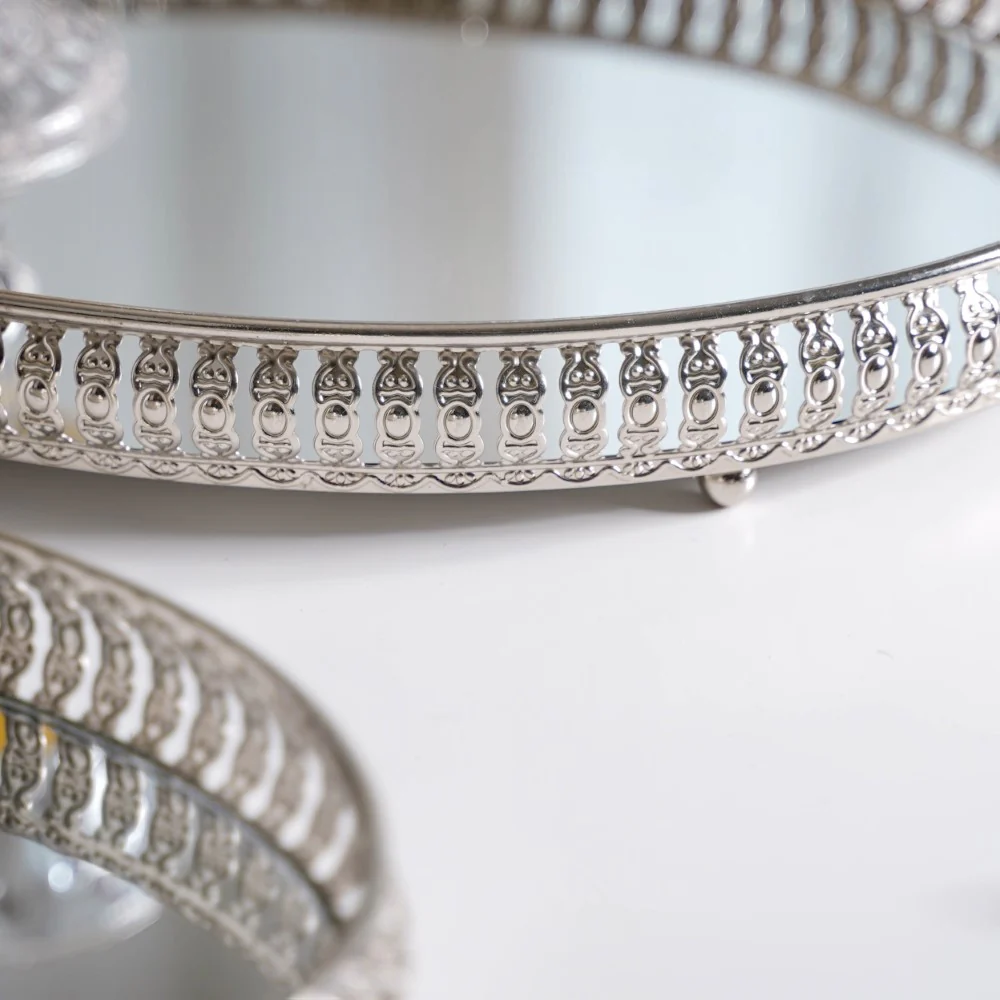 Set Of 3 Luxury Metal Tray Silver - Image 13
