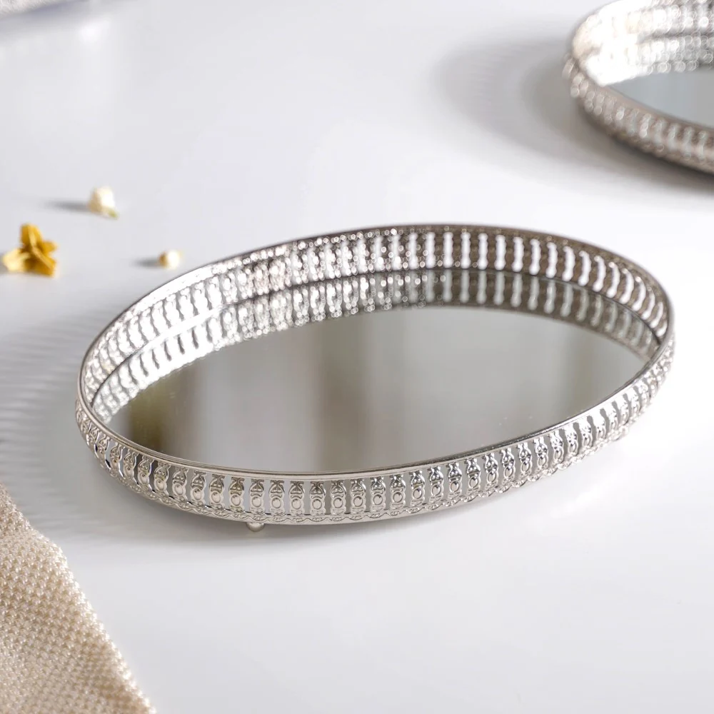 Set Of 3 Luxury Metal Tray Silver - Image 3