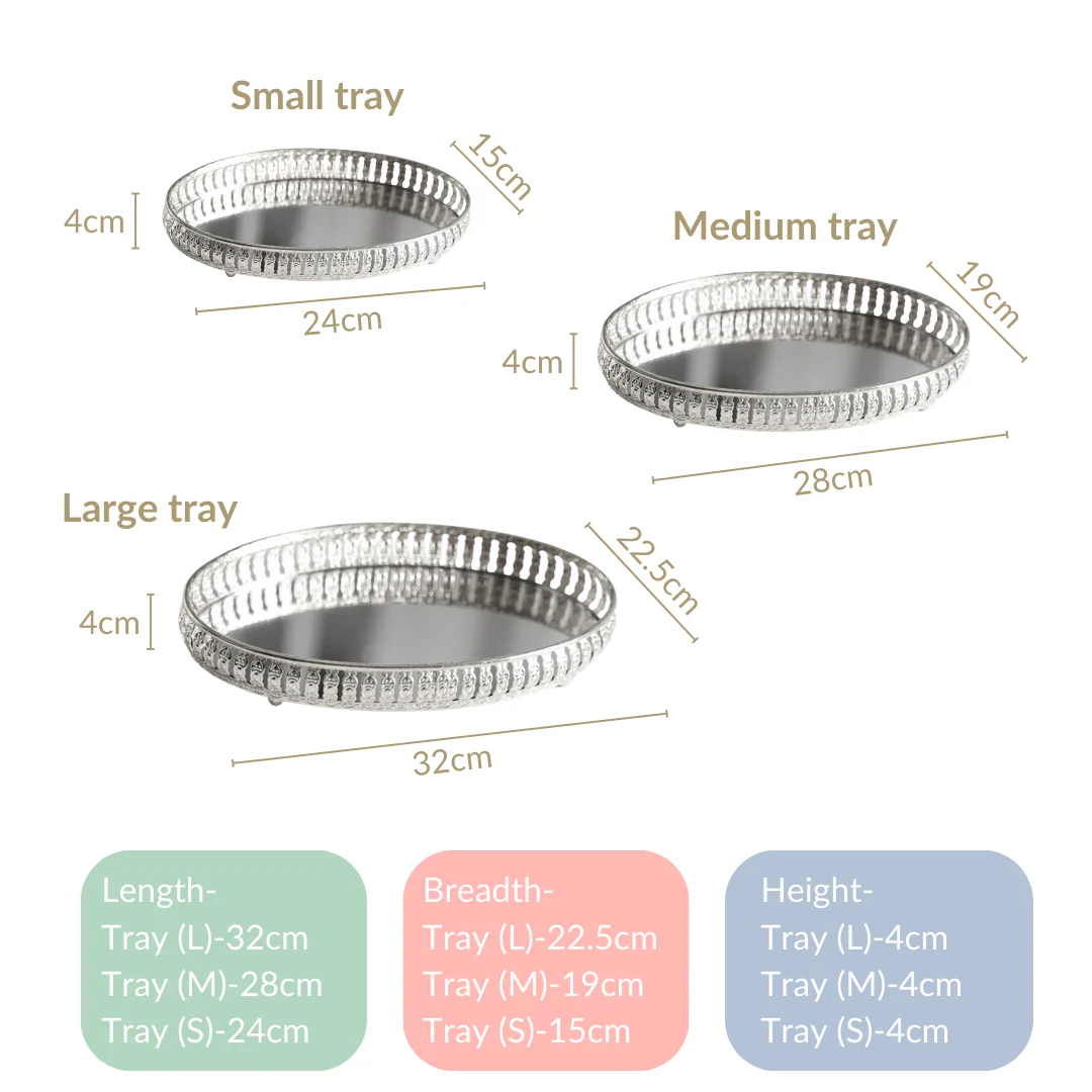 Set Of 3 Luxury Metal Tray Silver - Image 8