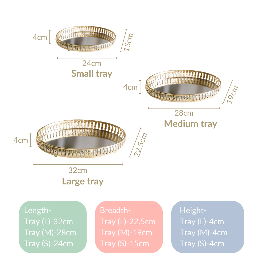 Set Of 3 Oval Metal Tray Gold - Image 9
