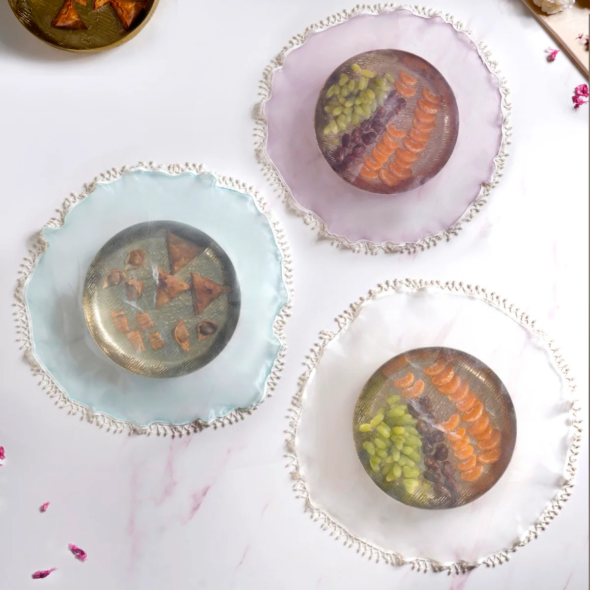 Set Of 3 Pearl Pastel Tray Covers Multicolour - Image 2