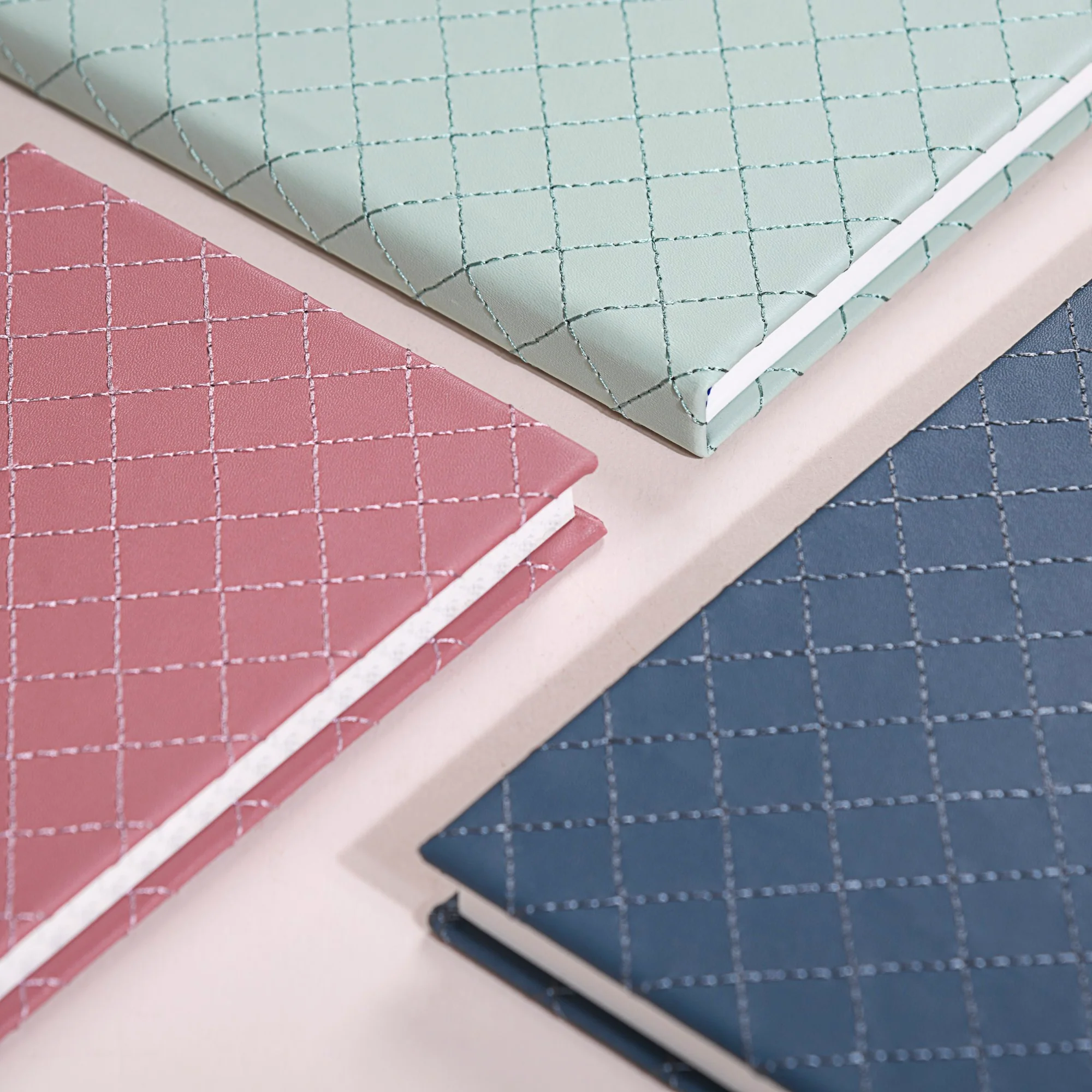 Set Of 3 Quilted Faux Leather A5 Notebooks - Image 3