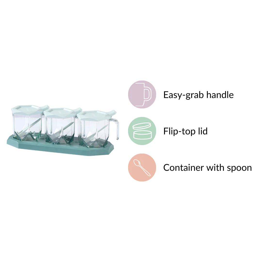 Set of 3 Spice Jars With Spoons Green - Image 13