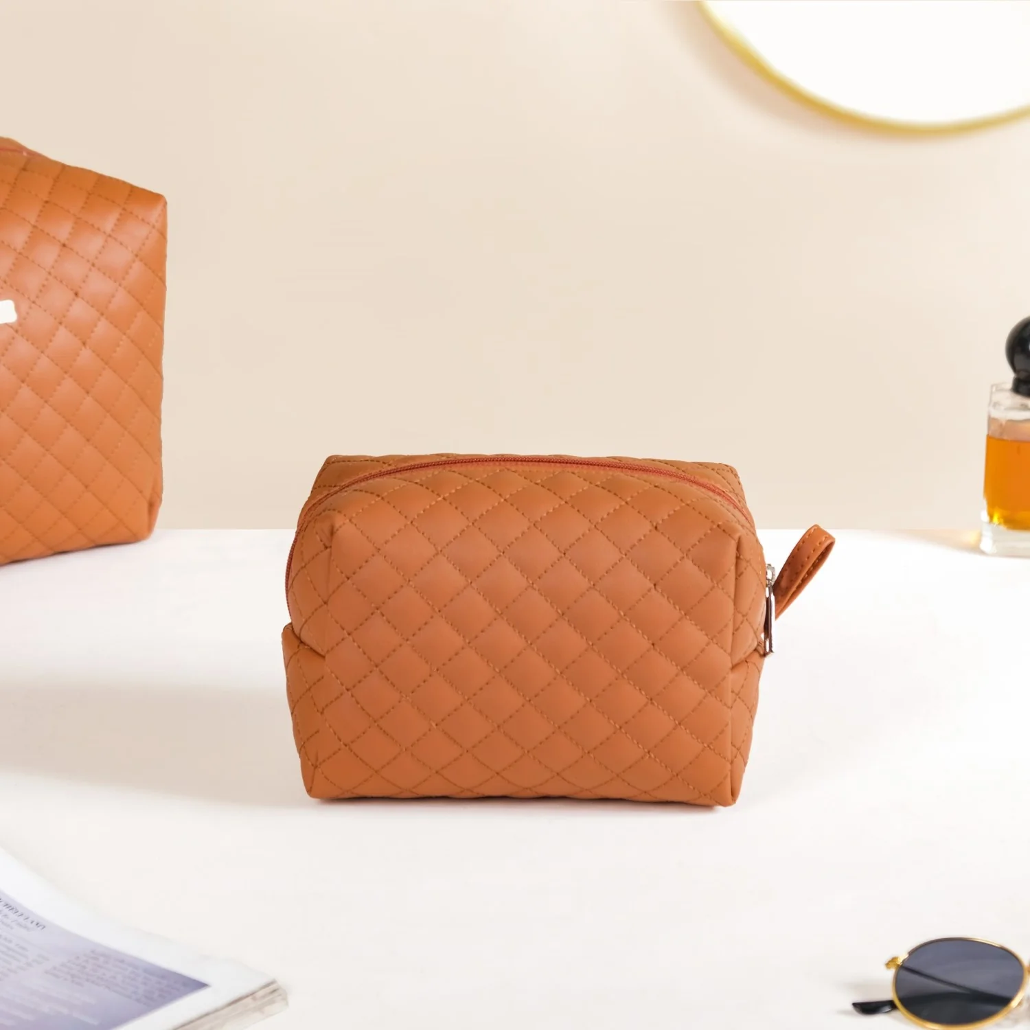 Set Of 3 Water Resistant Makeup Pouches Tan - Image 11