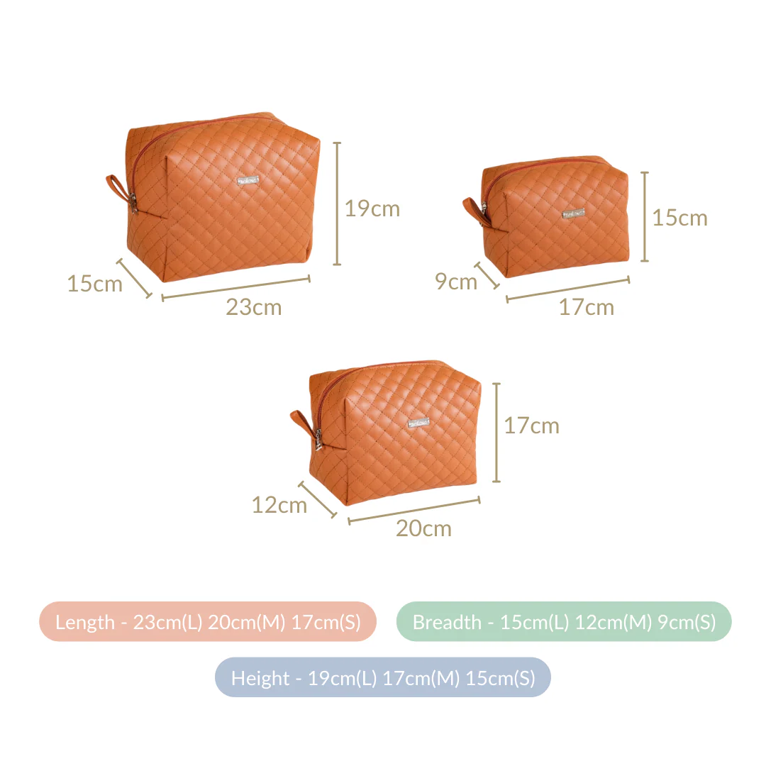 Set Of 3 Water Resistant Makeup Pouches Tan - Image 6
