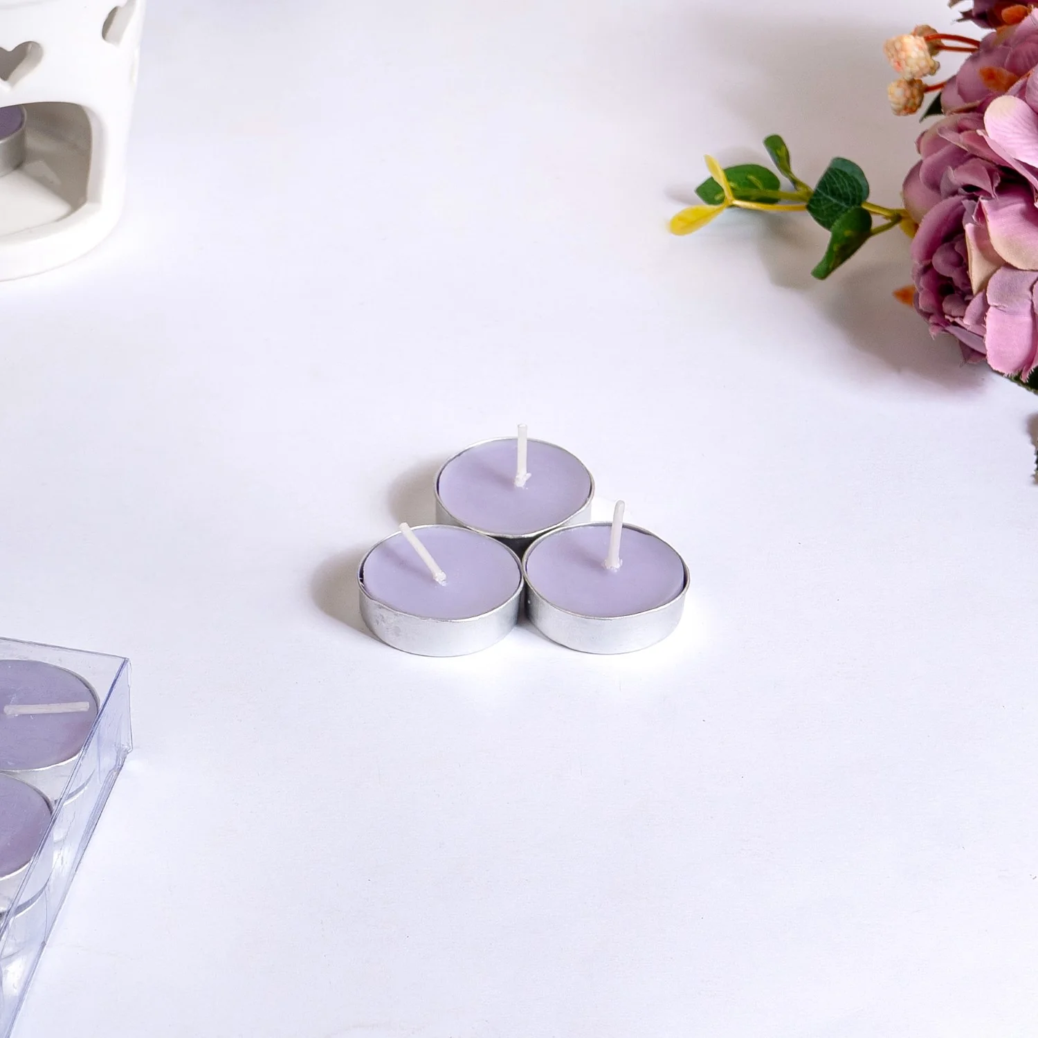 Set Of 30 Lavender Latte Scented Tealights For Home Decor - Image 6