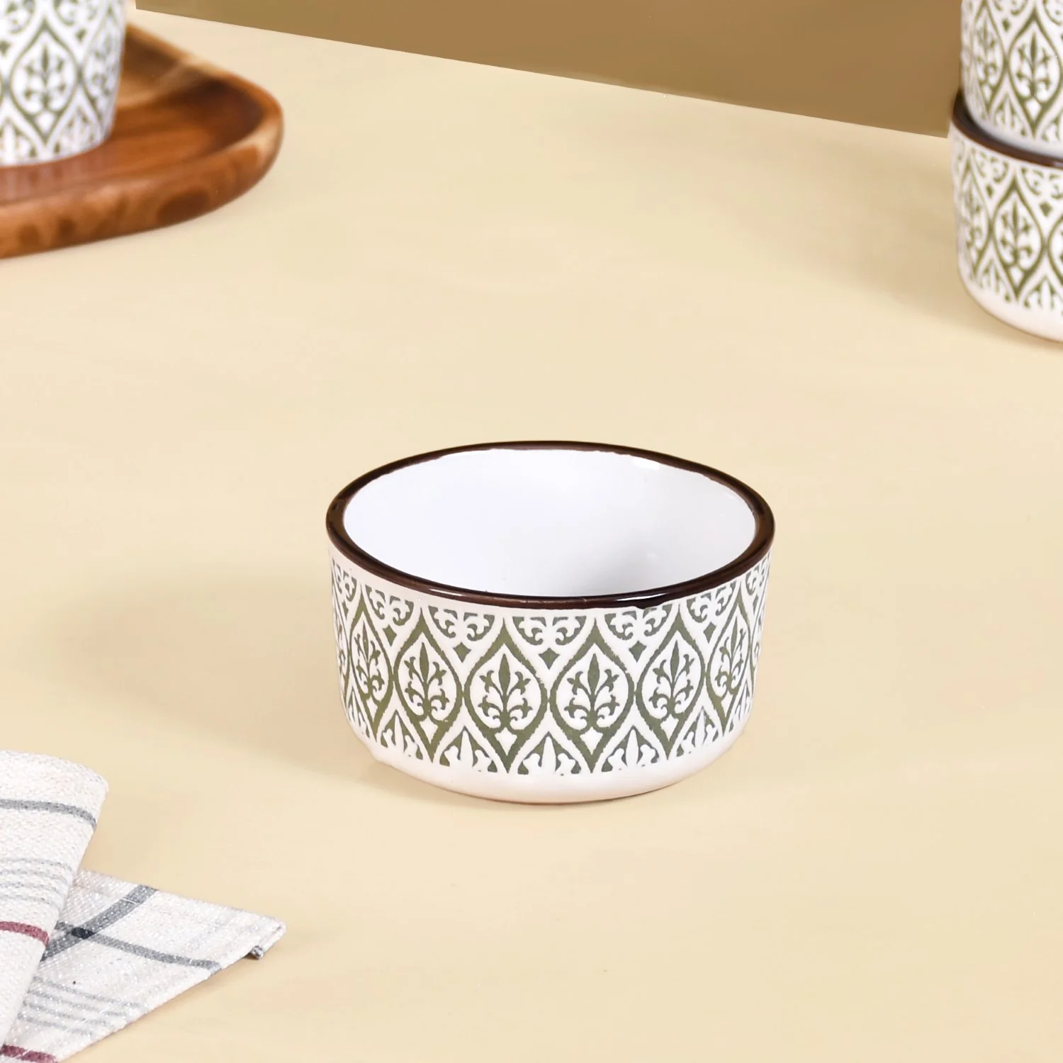 Set Of 4 Baroque Ceramic Small Bowl Green 200ml - Image 6