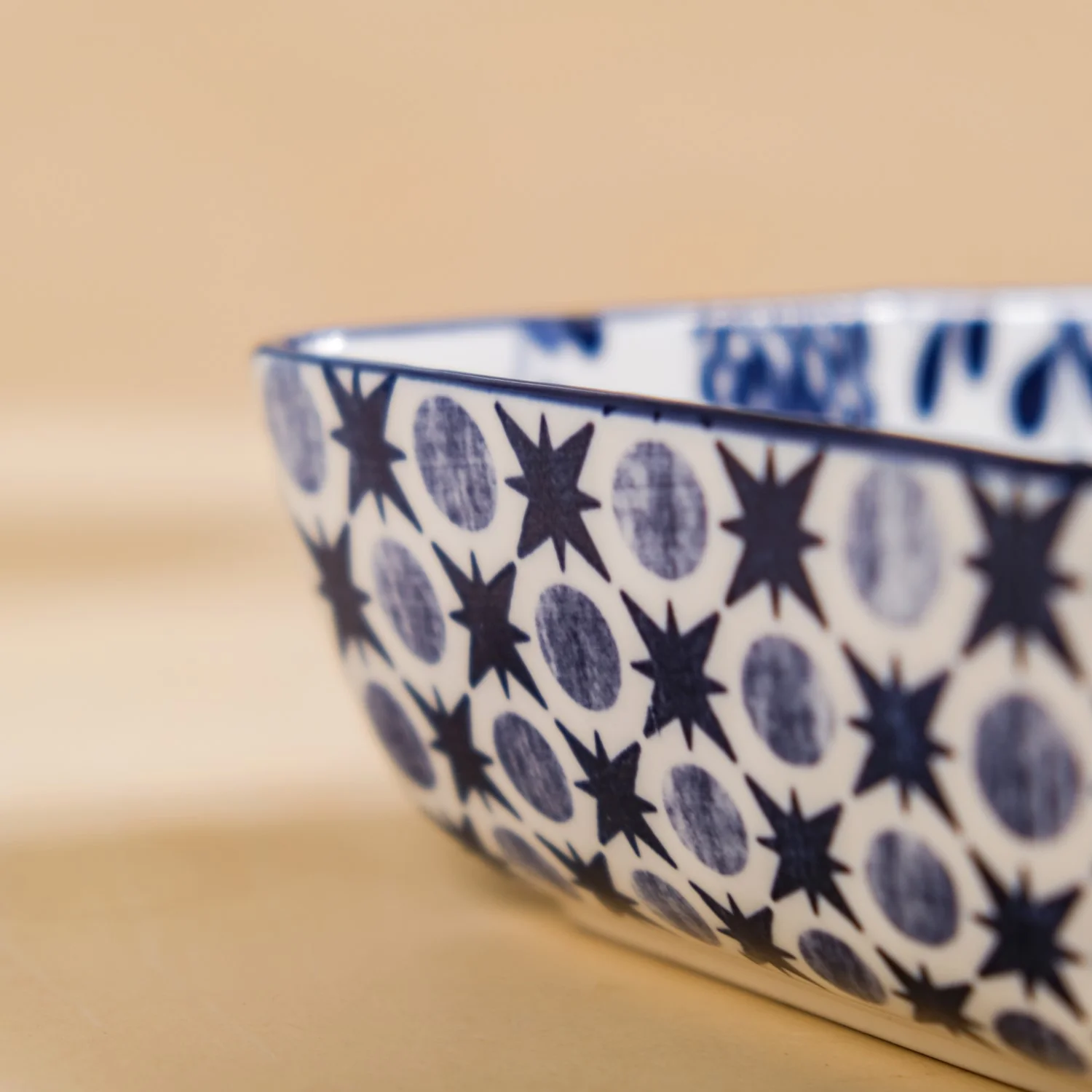 Set Of 4 Blue Blossom Square Snack Bowls 600ml - Image 9