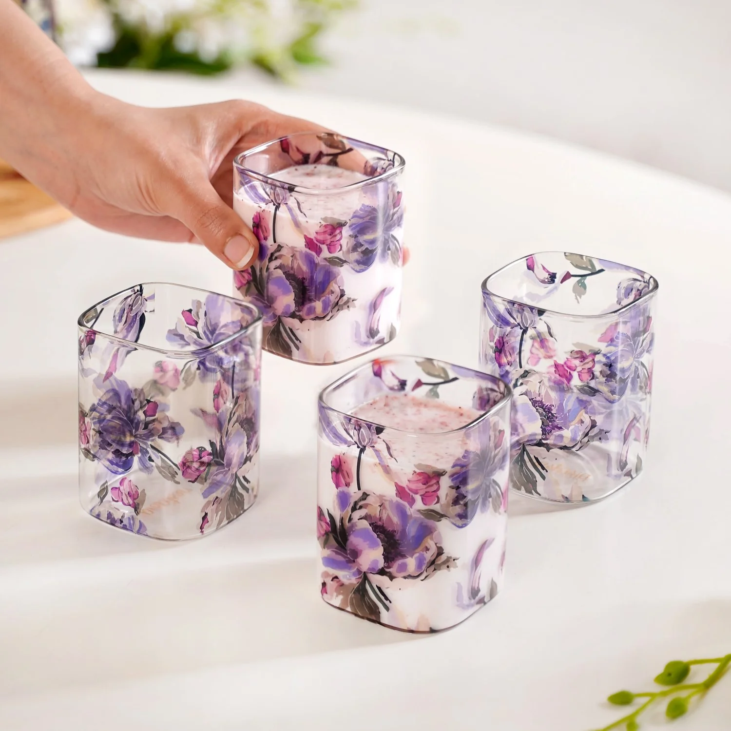 Set Of 4 Camellia Borosilicate Glass Tumbler 230ml - Image 2