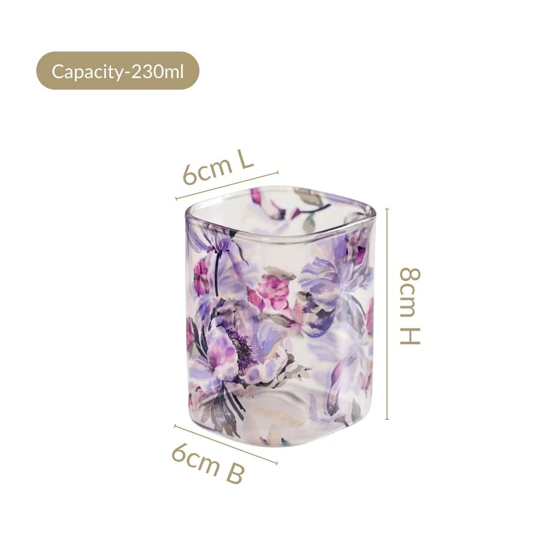 Set Of 4 Camellia Borosilicate Glass Tumbler 230ml - Image 4