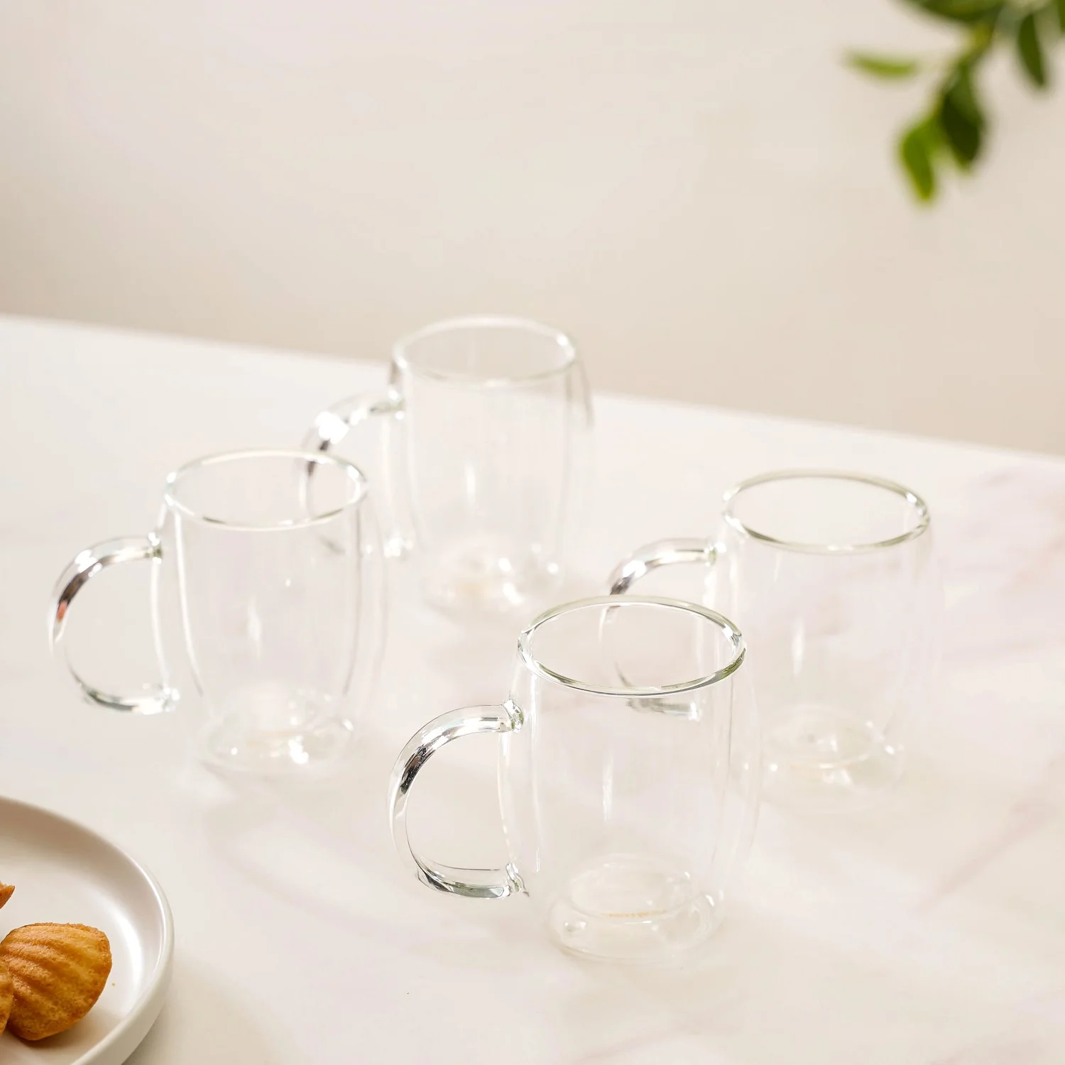 Set Of 4 Double Wall Glass Mugs 175ml - Image 3