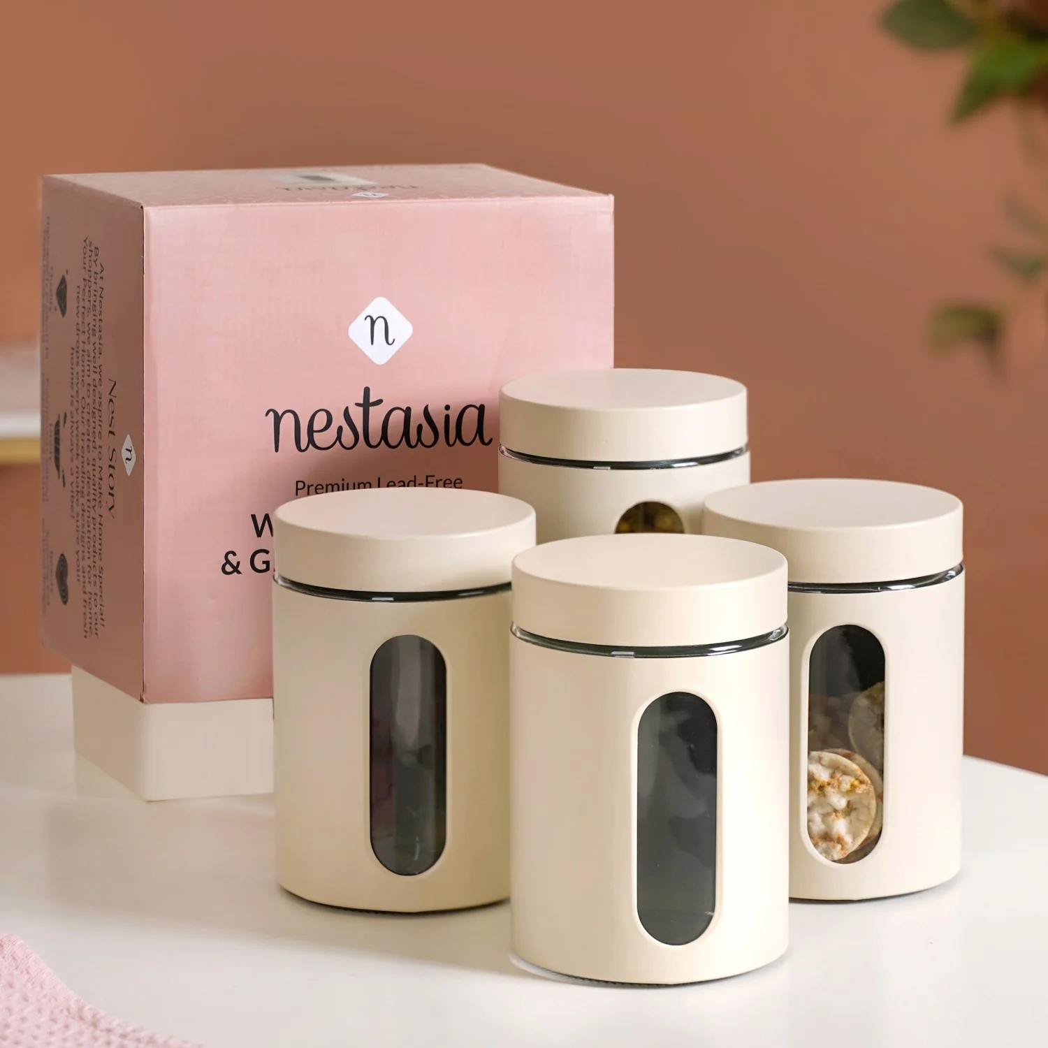 Set Of 4 Glass Storage Canister With Viewing Window 1200ml - Image 9