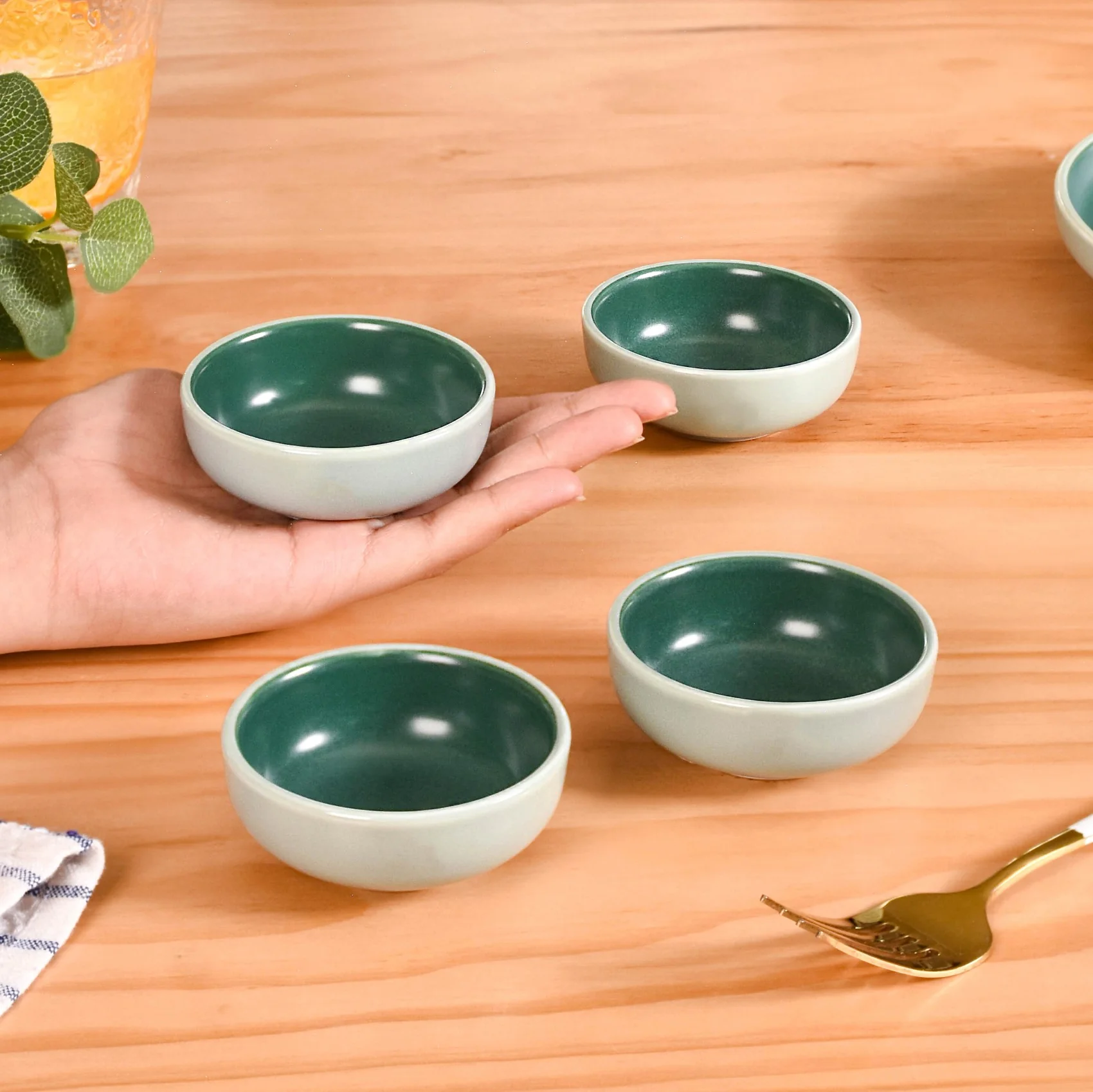 Set Of 4 Green Zoella Dip Dishes 100ml - Image 2